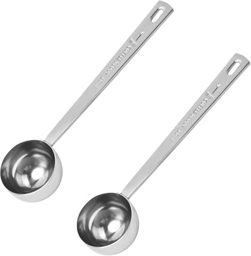 2 Pcs Tablespoon Scoops,15 ml Stainless Steel Coffee Measuring Spoon,Durable Long Handle 15ml Measuring Spoon,Multifunctional Reusable Coffee Scoop,for Ground-Coffee,Loose Tea,Milk Brewin and Powder.