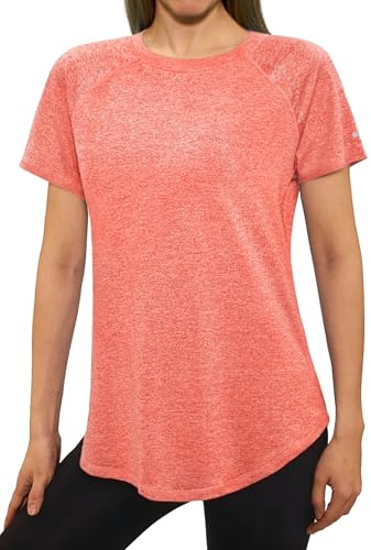 Gyabnw T-Shirt da Trekking Donnat-Shirt Trekking Donna con Tessuto Elasticizzato e Dettagli Riflettenti per Corsa e attività Sportive