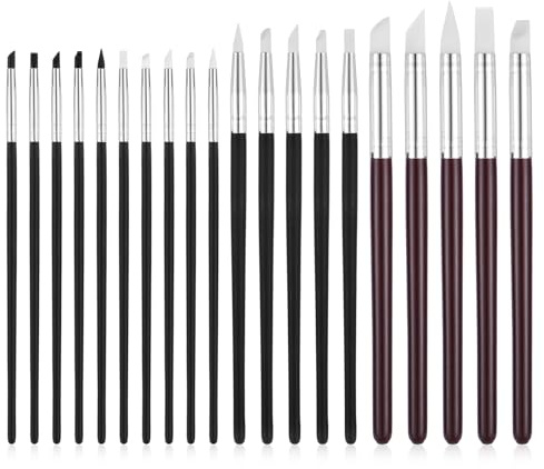 JIEYAO 20 st silikonpenslar, gummipenslar för målning efter siffror, set med silikonpenslar för modellering, målning, gör-det-själv, konstverk (3 mm+5 mm+8 mm)