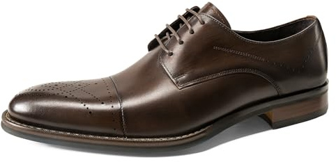 WinDhana Men’s Semi-Brogue Derby Shoes Three-Piece Design – Calfskin Leather Dress Shoes – Pigskin Lining – Rubber Sole – Formal & Casual Wear 301-801 Brown US 8.5