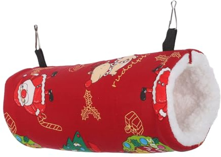 Toddmomy Túnel de Calentamiento para Mascotas Túnel para Hámster y Chinchilla Escondite de Fieltro para Cobayas para Dormir y Jugar Invierno Color Rojo