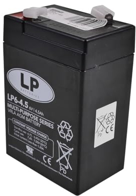 LP Batteries LP6-4.5 6V 4.5Ah Sealed Lead Acid Battery – AGM VRLA Maintenance Free Rechargeable Backup for Solar And Wind Energy Storage (T1 Terminal)