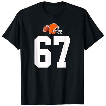 Americano Fútbol Casco Estilo Vintage Número 67 Camiseta