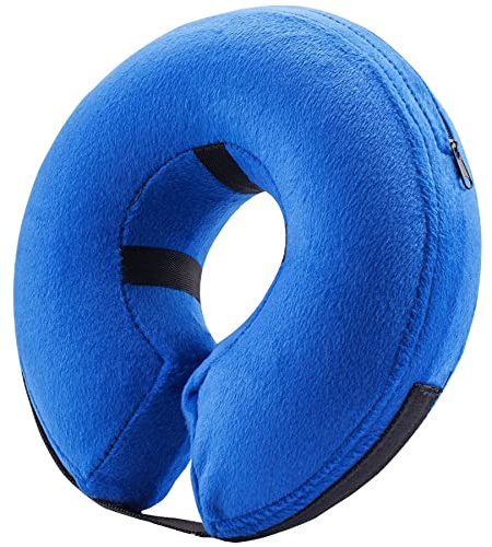 BENCMATE Inflatable Dog Cone Collar Alternative, Soft Dog Cone for Small Medium Large Dogs and Cats, Neck Recovery ECollar Donut Collar After Surgery (Small, Blue)
