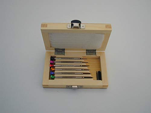 Cacciavite per orologiaio, 6 pezzi. In scatola di legno C