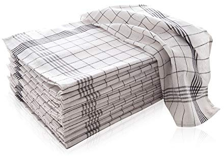 10-er Set Geschirrtücher | Trockentuch | Allzweck-Tücher Anthrazit kariert 50x70 cm aus 100% Baumwolle | ÖKO-TEX Standard | Premium-Qualität - Vielfältig einsetzbar