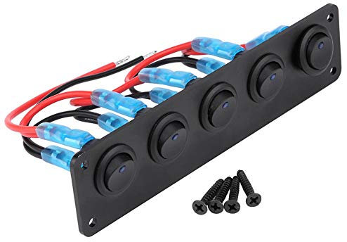 Panel de interruptores basculantes de 5 Posiciones, 12-24 V, Panel de interruptores basculantes, Tablero de Rueda de LED para RV, Barcos, Yates, Marinos (Azul)