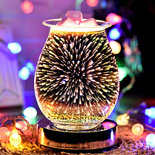 TopHGC Wax Melts Burner Aroma Light, 3D Touch Base Starburst Design Night Light - Plug in Electric Wax Burner for Wax Melts, Oil Burner & Oil Diffuser (Firework)