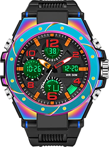 findtime Digitaluhr Herren Sport Militär Uhren Männer 5ATM Wasserdicht Herenuhr Elektronisch mit Timer Alarm Dualzeit Tactical Watch Outdoor Armbanduhren Groß Beleuchtung Bunt Uhr