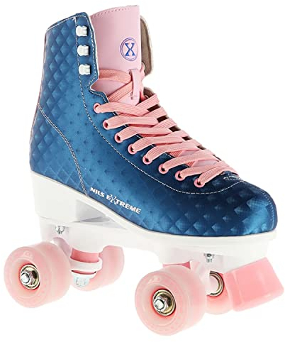 Nils Extreme Rollschuhe für Damen Mädchen und Kinder NQ14110 - Quad Roller aus Kunstleder - Disco Skates - Rollerskates 37 - Blau