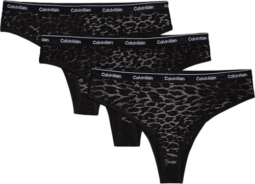 Calvin Klein Braguitas brasileñas Mujer Pack de 3 Low-Rise Ropa Interior, Negro (Black/Black/Black), L