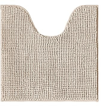 Decomira Alfombra de Baño Antideslizante de Chenilla | Alfombrilla súper Absorbente y Lavable a máquina | para el baño, la Ducha, la bañera o como Alfombra WC | Beige - 45x45 cm WC
