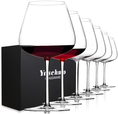 Super Large 30OZ Wine Glasses-Hand Blown Crystal Giant Wine Glasses, Big Burgundy Glasses Oversized, Red White Wine,Luxury, Elegant, Ideal Gift for Women,Men,Christmas,Anniversary,Birthday (Pack of 6)