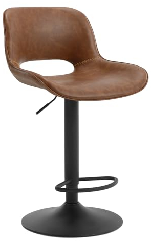 WOLTU Barhocker höhenverstellbar, Barstuhl drehbar, Bar Hocker modern, Kunstleder Stuhl, Tresenhocker, Bistrostuhl, Drehhocker, mit Rückenlehne Fußstütze, aus Metall, Braun, BH402br-1