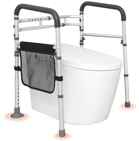 VEVOR Toiletten Aufstehhilfe Toilettensitzerhöhung Armlehne 44–59/62-77 cm Einstellbar, 136 kg Tragfähigkeit Robust WC Aufstehhilfe Toiletten Haltegriffe Toilettensitzerhöhung WC Haltegriff