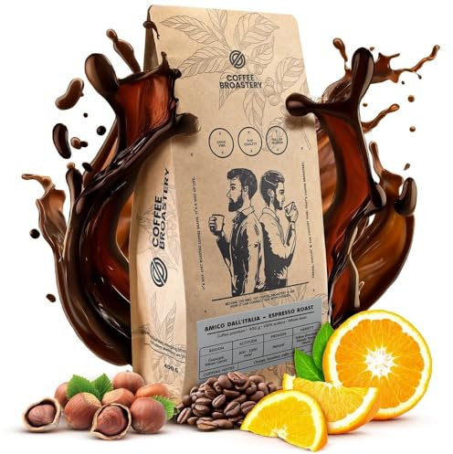 Coffee Broastery Bohnenkaffee Amico dall'Italia Espresso Roast 400g 0,4kg | Brasilianischer Kaffee | Italienischer Stil | Frisch Geröstet | Kraft Coffee Roastery