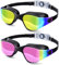 COOLOO Swimming Goggles, 2 Pack Goggles Swimming Adult with Large Gasket High Silicone Nose Bridge Anti-Fog UV Protection Waterproof 180° HD Vision Swim Goggle for Men Women