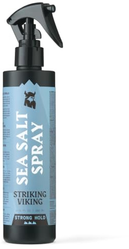 Striking Viking Spray de sel de mer pour homme - Tenue forte - 200 ml (6,76 fl. oz.) parfum océan bleu - restructurant, voluminant et bouclant - Spray de sel pour texture plage dans les cheveux