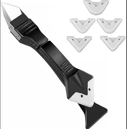 Silicone Remover and Finisher Tool Kit for Kitchen, Floor Sealant Removal and Smoothing Glass Glue Scraper Knife, Metal Scraper, For Wall Edge And Gap,Silicone Caulking Tools with 5 Replaceable Pads