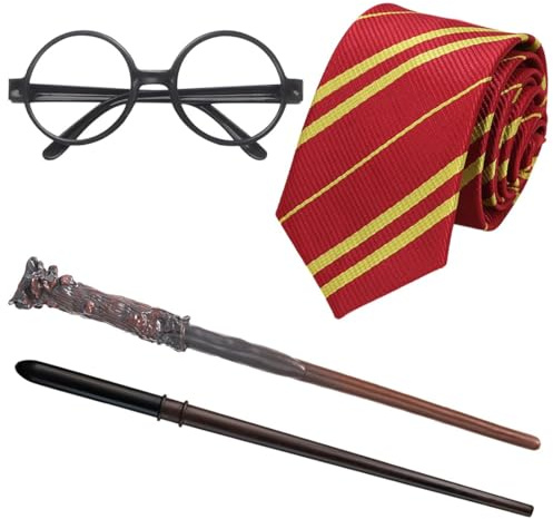 KUMSODE Set da 4 Bacchetta Magic, Costume da Mago per Bambini, Kit Cosplay Mago Magico, Kit di Accessori per Travestimento da Bambini, per Halloween Carnevale Feste Cosplay