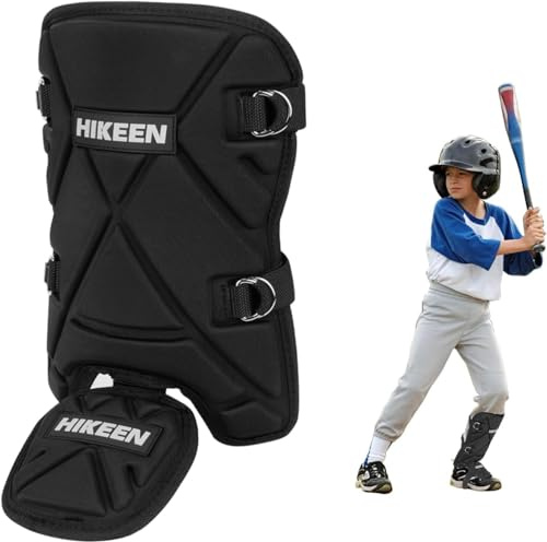 Hikeen Protector de pierna de béisbol para bateador de espinillas y pies con correas ajustables, equipo de sóftbol adecuado para bateadores de mano derecha e izquierda