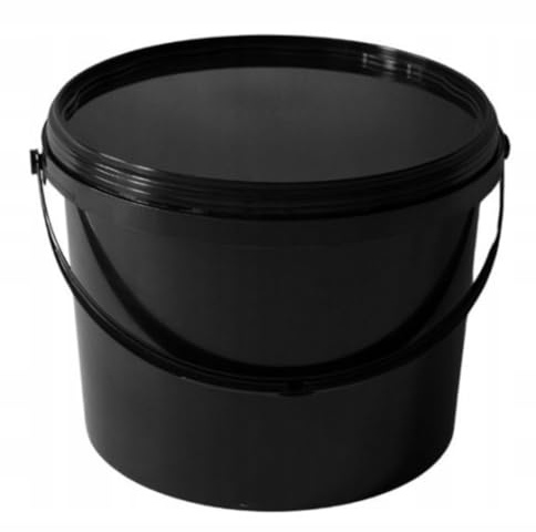 Plastic Buckets Tubs Black Containers Handles Tamper Evident Lids Food Storage Paint Multi purpose Universal (1, 5L)