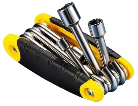 KNWHGGKCV 1 st 6-i-1 bärbar hylsnyckel 6-12 mm vikbar hexnyckel set multiverktyg för cykel bilreparation universell kompakt verktygssats