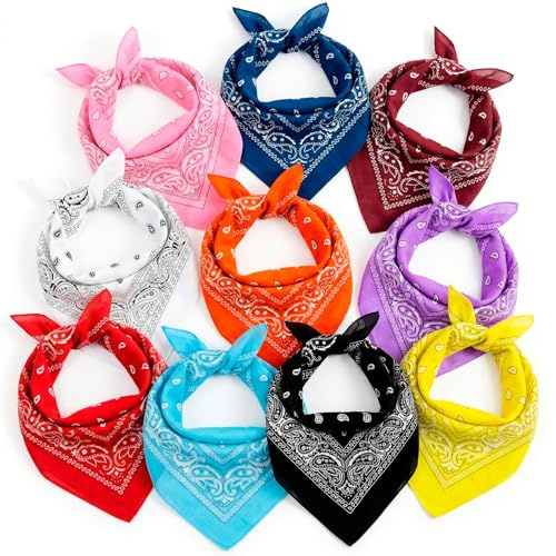 Keystone Peak KP 10 Pack Bandana Colore Misto – 100% Cotone & Fibre Naturali – Foulard Senza Poliestere – Alta Qualità, Morbida, Resistente & Lavabile – Bandana Uomo e Donna – Unisex & Bambini