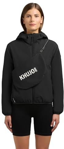 khujo lätt puffy övergångsjacka, i innerficka, packbar kort jacka med axelväska och huva Shelly2 XS-XXL, svart, XL