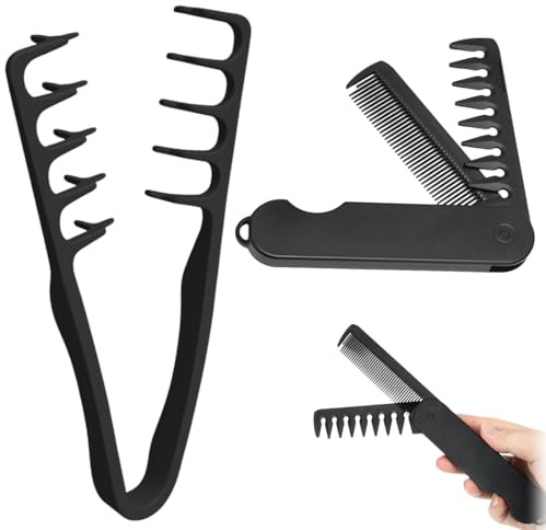 Pettine Uomo Volumizzante - Texture Comb a Denti Larghi, Pettine Pinza per Capelli Ricci e Mossi, Styling Professionale per Volume Radici