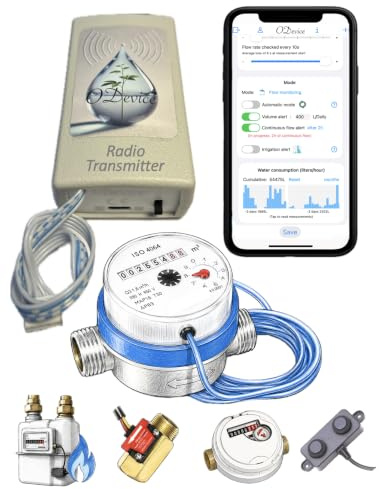 Kit intelligente per Contatori Acqua Impulsi, Flussometro WiFi LoRa –ODevice– Telelettura, Monitoraggio, Allarmi Perdite, Volume, Livello Serbatoio, Irrigazione, Misura Distanza, Rilevamento, Piscina