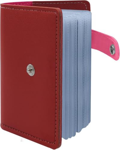 OSDUE Credit Card Holder for Women Men, Slim RFID Blocking Debit Card Wallet Soft PU Leather ID Bank Card Case with 26 Thickening Card Slots Travel Business Card Case (Red)