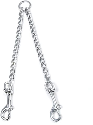 LERTREEUK Doppelleine für Hundeleine, Edelstahl, 2-Wege-Kette, Doppel-Hundenkupplung, Doppelleine (50cm)