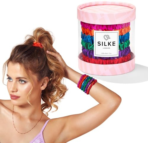 SILKE Hair Ties - Frida | 100% Luxurious Silk Scrunchies for Hair - 6 Pack | Silke Hair Ties - All Hold, No Damage | Hair Scrunchies for Women, Hair Bobbles | For All Hair Types & Styles