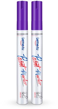 LEMEITU Paint Pens,2 Count Permanent Oil Based Paint Markers,Never Fade Marker Pen,for Office, Art projects, Rock Painting, Ceramic, Glass, Wood, Plastic, Metal, Canvas,Purple