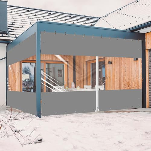 Ezcasch 2 x 2.5 m tarpaulin with Zip, Waterproof, Transparent with Eyelets, Outdoor 0.45 mm Gazebo Cover, Transparent, Windproof Protective Cover for Pergola, Porch, Gazebo (Height x Width,)