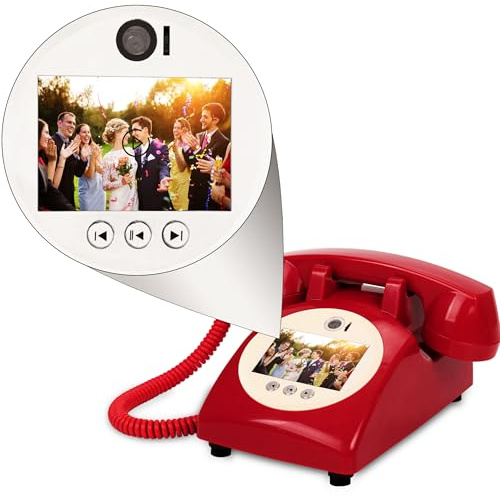 FiayaCom Teléfono Libro de Invitados de Video y Audio para Bodas,Conserva Tus Ocasiones Especiales, Ideal para Bodas, Despedida de Soltera, Cumpleaños, Graduaciones