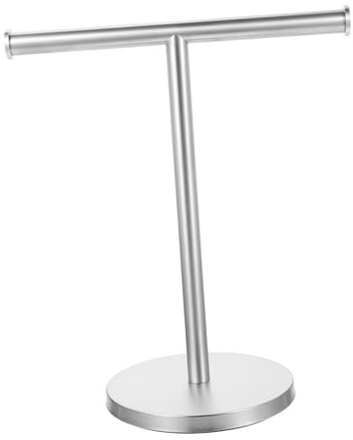 WOONEKY Edelstahl Handtuchhalter Für Badezimmer Arbeitsplatte T-förmiger Handtuchständer Ohne Bohren Für Waschtisch Handtuchstange Mit Stabilen Runden Sockel