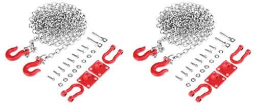 Drfeify RC Trailer Chain Set,Metal U Shaped Hook Trailer Safety Chain Assemble Parts for RC Climbing Crawler Car