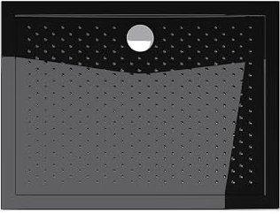 doporro Plato de Ducha Rectangular Antideslizante 90x120x4 cm – Acrílico Negro con Válvula de Desagüe AL01, Conexiones DIN, Instalación a Ras de Suelo – Lucia02