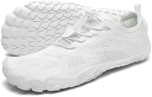 SAGUARO Scarpe Barefoot Minimaliste Uomo Donna Scarpe Multisport per Corsa/Allenamento/Trekking/Trail Running/Palestra - Morbido Comode e Leggere, Bianco, 38 EU