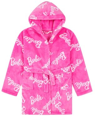 Barbie Accappatoio in pile rosa con cappuccio per bambine, rosa, 7-8 Years
