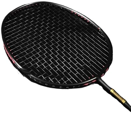 WANGBINGXING Badminton Set Raquetas de bádminton Profesionales Fibra Carbono 4U con Cuerda, Tipo Ofensivo, for Adultos(Noir)