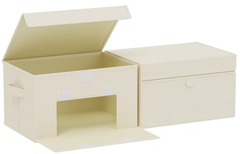 ENUMAIL Cubo di Stoccaggio in Tessuto con Manici,33x23x20cm,Grigio,2 Pezzi