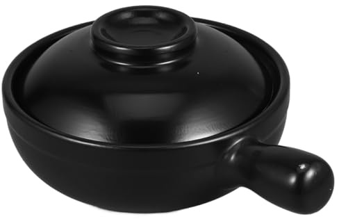 SAFIGLE Pentola in Terracotta Tradizionale da 600 Ml in Argilla Nera ad Alta Resistenza al Calore per Viaggi e Riunioni Familiari