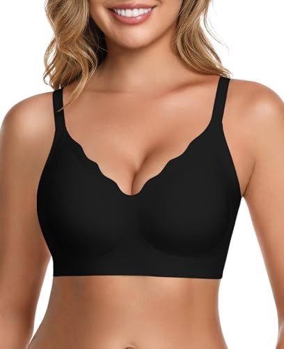 HBselect Reggiseno Senza Ferretto Push Up Gelatina Senza Fili Bralette Donna Senza Cuciture Comodo T-Shirt Reggiseno Invisibile con Jelly Strip Comfort e Supporto Quotidiano
