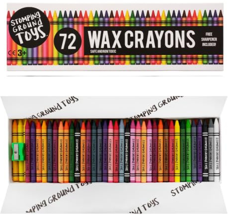 Satargo Stomping Ground Toys 144 Wax Crayons, Multicoloured, Smooth, Non-Toxic & Easy-Grip Perfect for Schools, Parties and Gifts, 2 Packs of 72 Pieces with Sharpener, for Ages 3 and Up