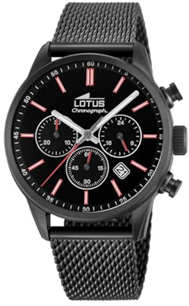 LOTUS Reloj Hombre Analógico de Acero Inoxidable 316l Negro
