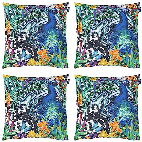 Bean Bag Bazaar Coussin Exterieur, Florale Collection, Lot de 4, Coussin Canapé avec Remplissage, 43 x 43cm, Tissu Résistant à l'eau, Salon de Jardin, Salon de Jardin Exterieur