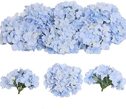 Tifuly 12 Pcs Hortensias Artificiales, Hortensias de Seda Cabezas de Flores con Tallos Flores Falsas para Ramos de Novia, Decoración de Fiesta en el hogar, Arreglos, Centros de Mesa